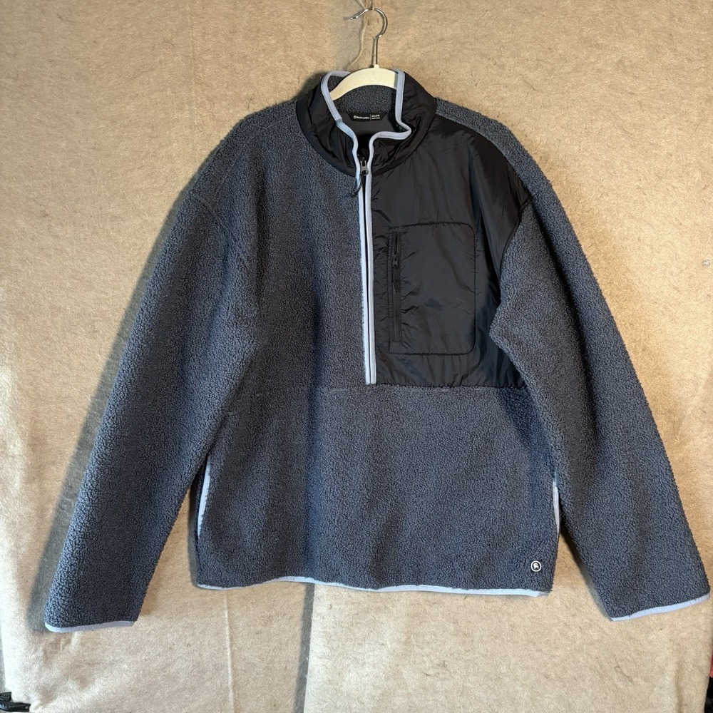 Backcountry Sherpa Fleece Pullover Mens XXL Blue Gray Zip Pockets Hiking Camping